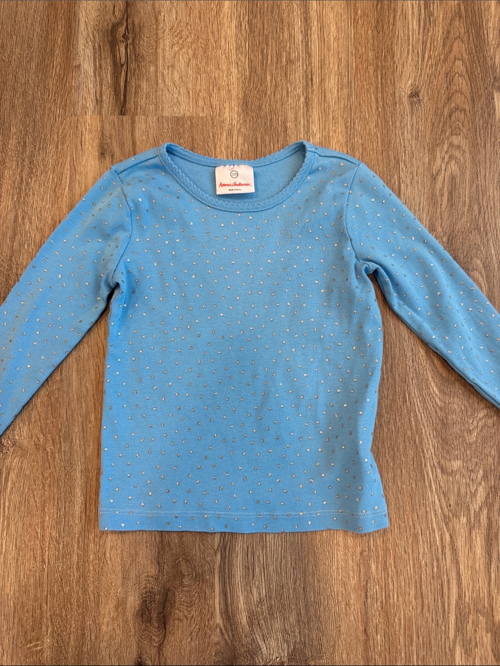 Hanna Andersson Light Blue Long Sleeve Tee with Rhinestone Dots